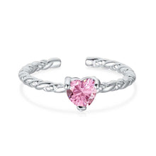 Pink minimalist Adjustable silver ring