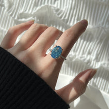 Ocean Blue oval sterling silver ring