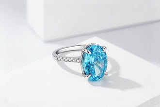 Ocean Blue oval sterling silver ring