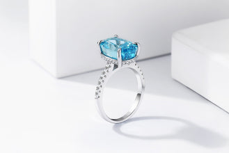 Ocean Blue oval sterling silver ring