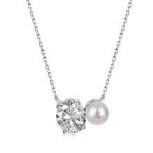 Pearl Diamond sterling silver Necklace