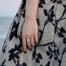 Pearl diamond sterling silver ring