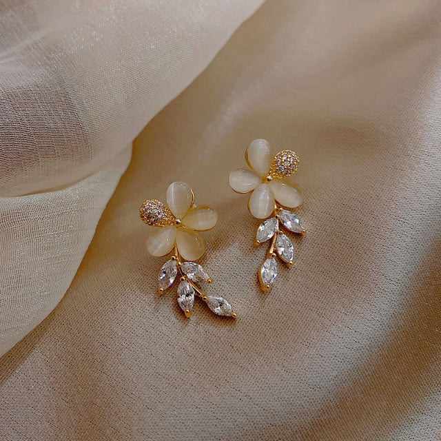 Exquisite Flower Opal Stud Earrings