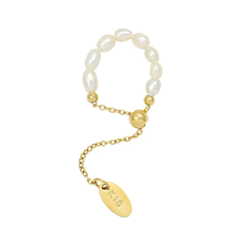 French pearl stainless steel chain ring