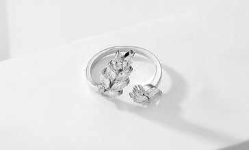 Crystal leaf ring
