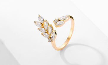 Crystal leaf ring