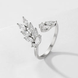 Crystal leaf ring