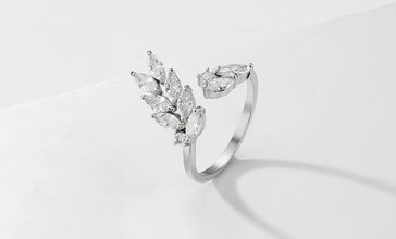 Crystal leaf ring