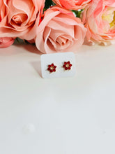 Blossom red flower stud earrings