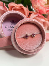 Pink mini flower stud earrings