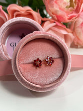Blossom red flower stud earrings