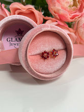 Blossom red flower stud earrings