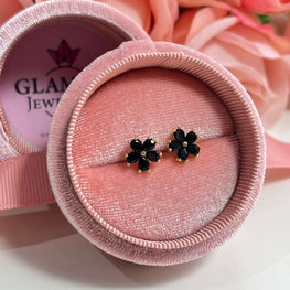Blossom black stud earrings