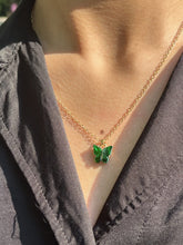 Marble stone butterfly necklace