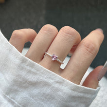 Pink minimalist Adjustable silver ring