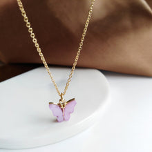 Marble stone butterfly necklace