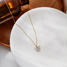 Marble stone butterfly necklace