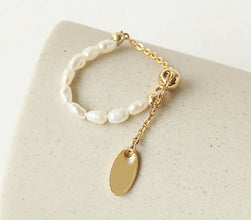 French pearl stainless steel chain ring